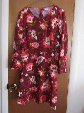 Old Navy Maroon Floral Ruffle Sleeve Size 10 Spring Summer Dress